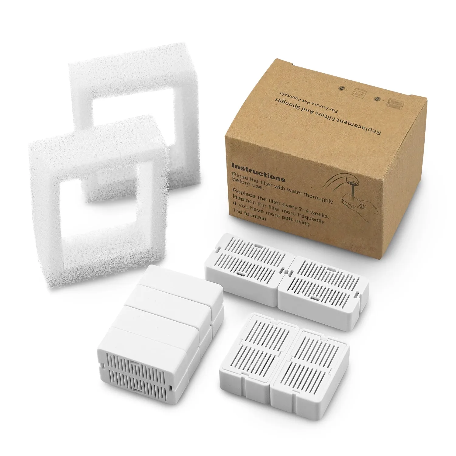16-Pack Pet Fountain Filter Replacement | Activated Carbon Exchange Filtration System