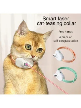 1pc Smart LED Laser Projection Collar Pet Toy - Hands-Free Toy For Cats To Play And Relieve Stress