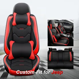 2 Leather Car Seat Covers 5 Seats Full Set, Custom-fit for Car, Fit Sedan SUV Truck Vans Leatherette Automotive Seat Cushion Protector Universal Fit DLJE250