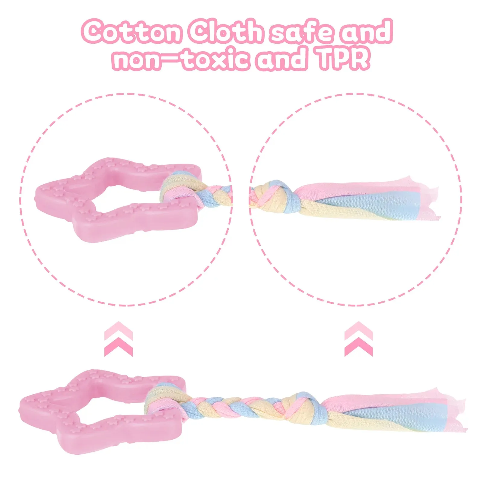 5 Pack Pink Puppy Chew Toys for Teething Small Dogs