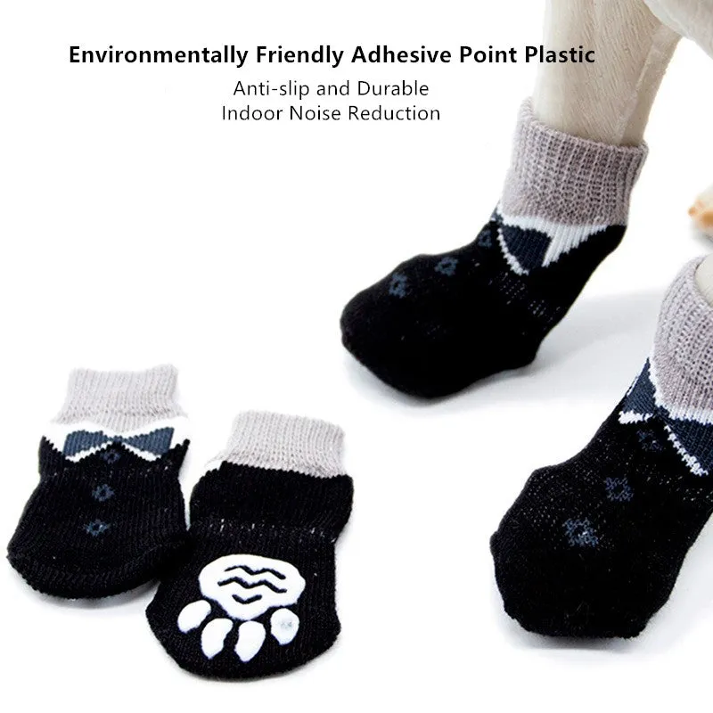 A99 PS047 4 Pcs Anti-Slip Pet Dog Cat Socks / Paw Protector / Traction Control for Indoor Wear, Knitted Pet Dog Cat Socks