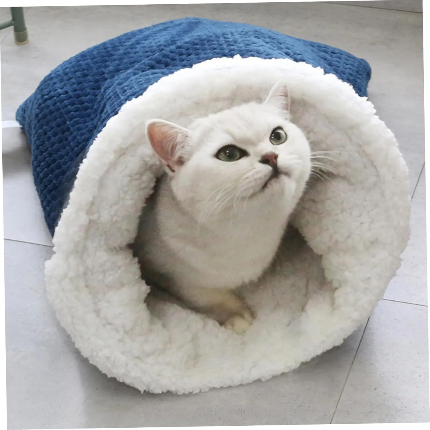 Cat Winter Sleeping Bag, Bed Cave, Soft Plush Large Sack Self Warm Bed, Pet Mat Warming Pad for Indoor Cats and Small Dogs - 19.6 * 18.5 Inch (Gray)