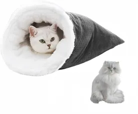 Cat Winter Sleeping Bag, Bed Cave, Soft Plush Large Sack Self Warm Bed, Pet Mat Warming Pad for Indoor Cats and Small Dogs - 19.6 * 18.5 Inch (Gray)