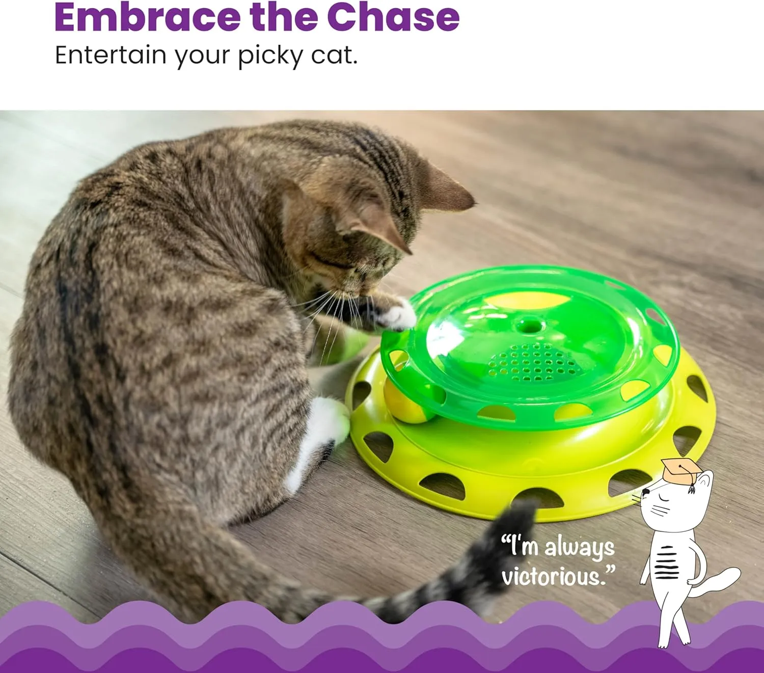 Catstages Catnip Chaser Track  Interactive Cat Toy with Catnip for Batting, Swatting, and Mental Stimulation, Green