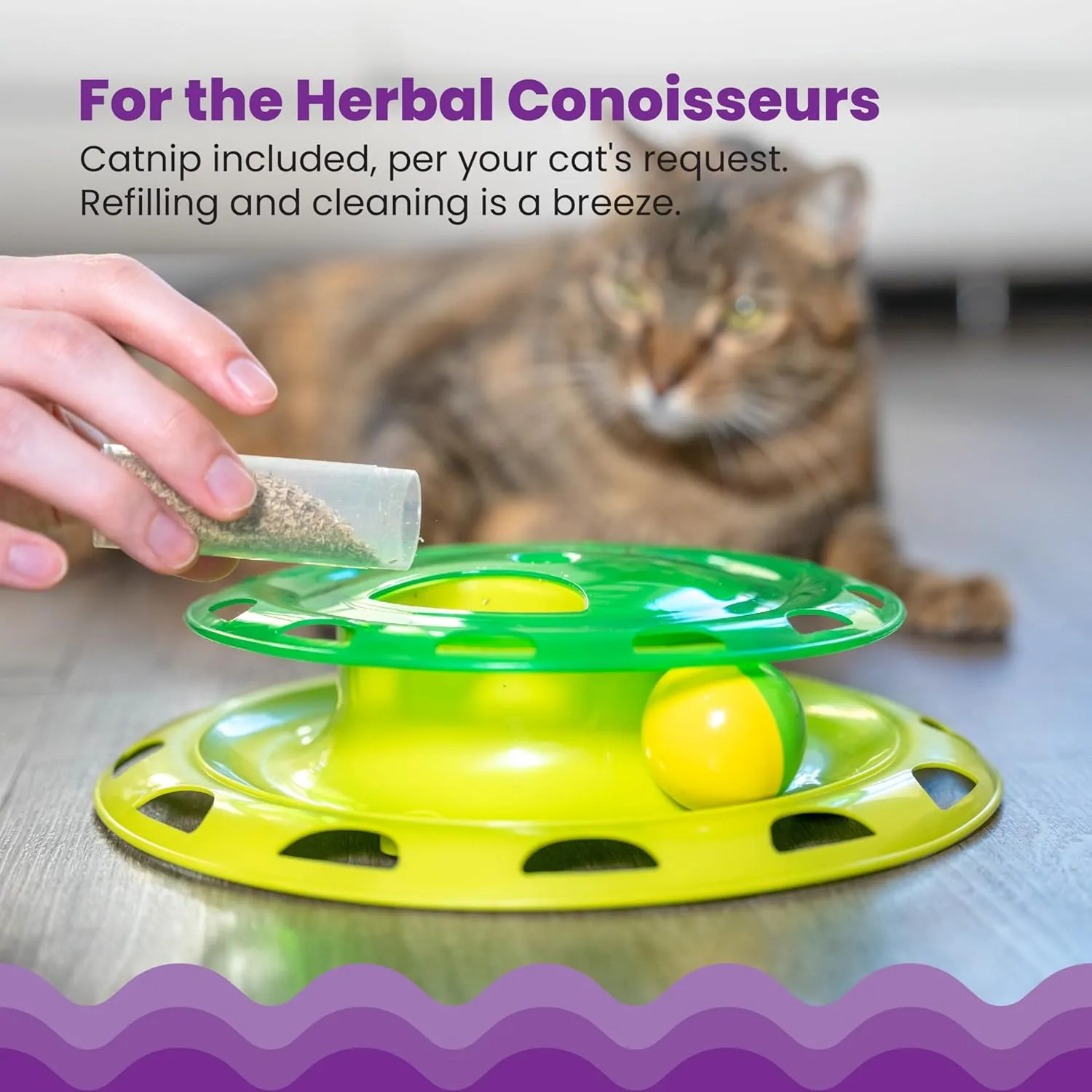 Catstages Catnip Chaser Track  Interactive Cat Toy with Catnip for Batting, Swatting, and Mental Stimulation, Green