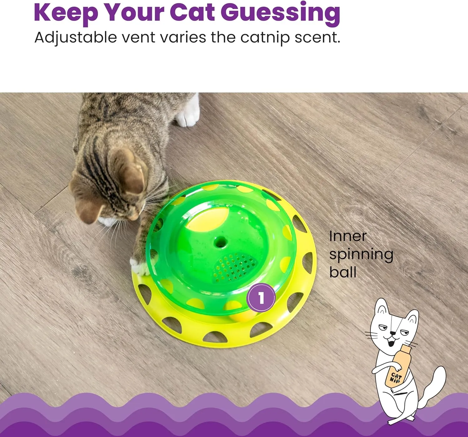 Catstages Catnip Chaser Track  Interactive Cat Toy with Catnip for Batting, Swatting, and Mental Stimulation, Green