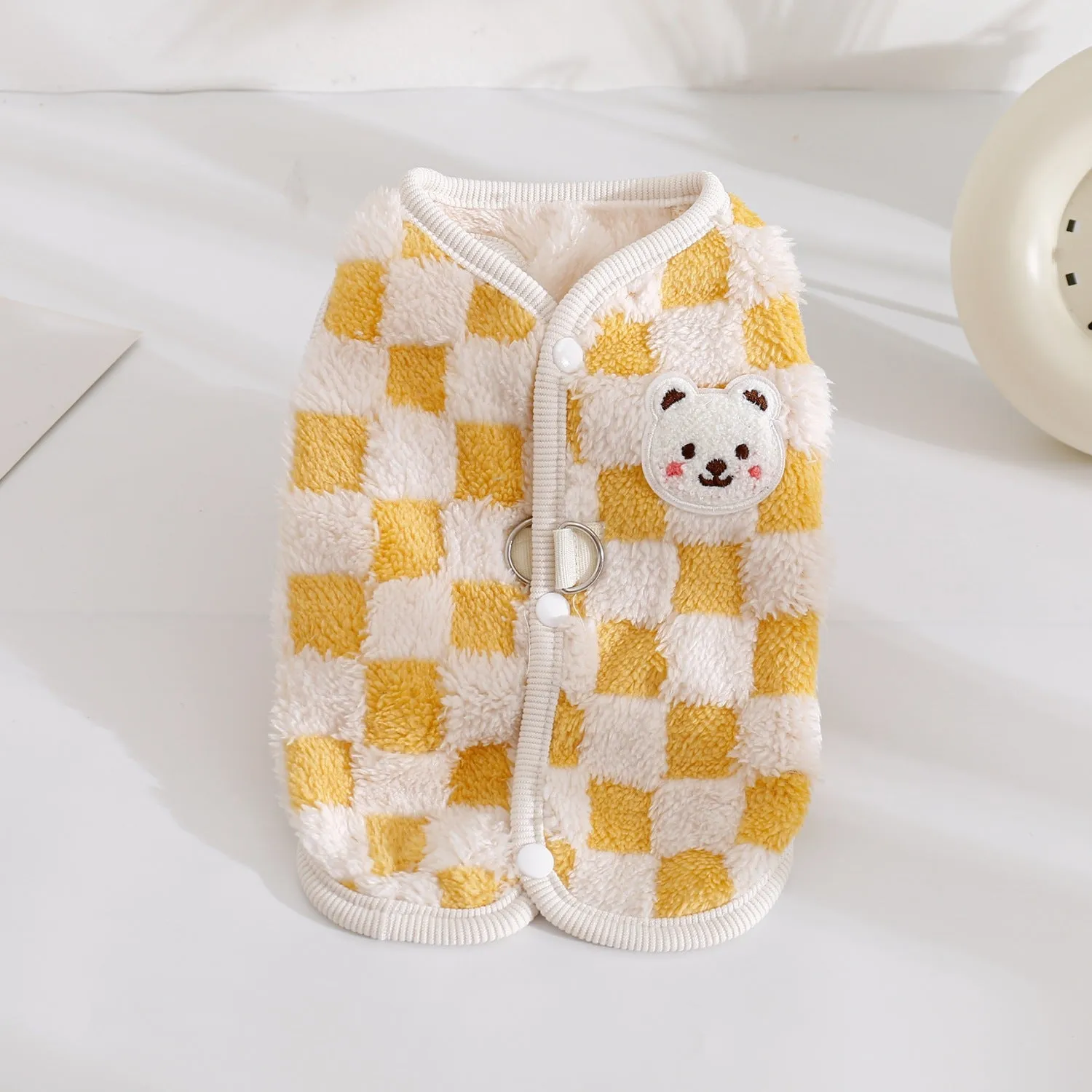 Chequered Fleece Dog Cat Jacket Vest