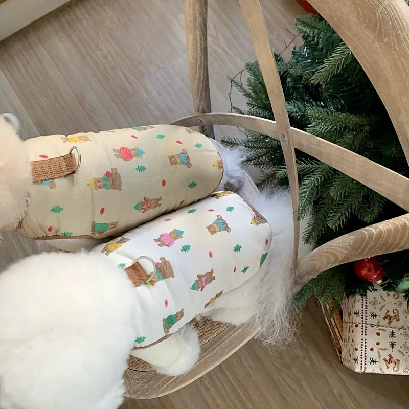Cute Bear&Tree Printed Dog Harness Jacket Vest