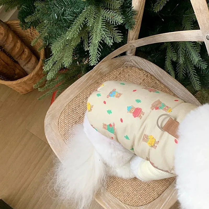 Cute Bear&Tree Printed Dog Harness Jacket Vest