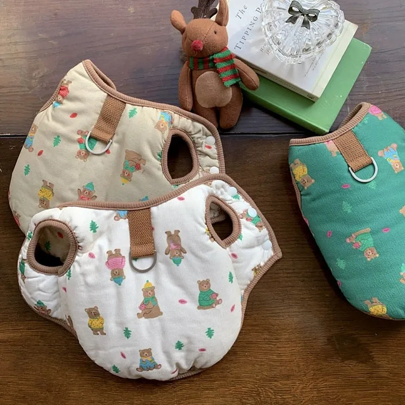 Cute Bear&Tree Printed Dog Harness Jacket Vest