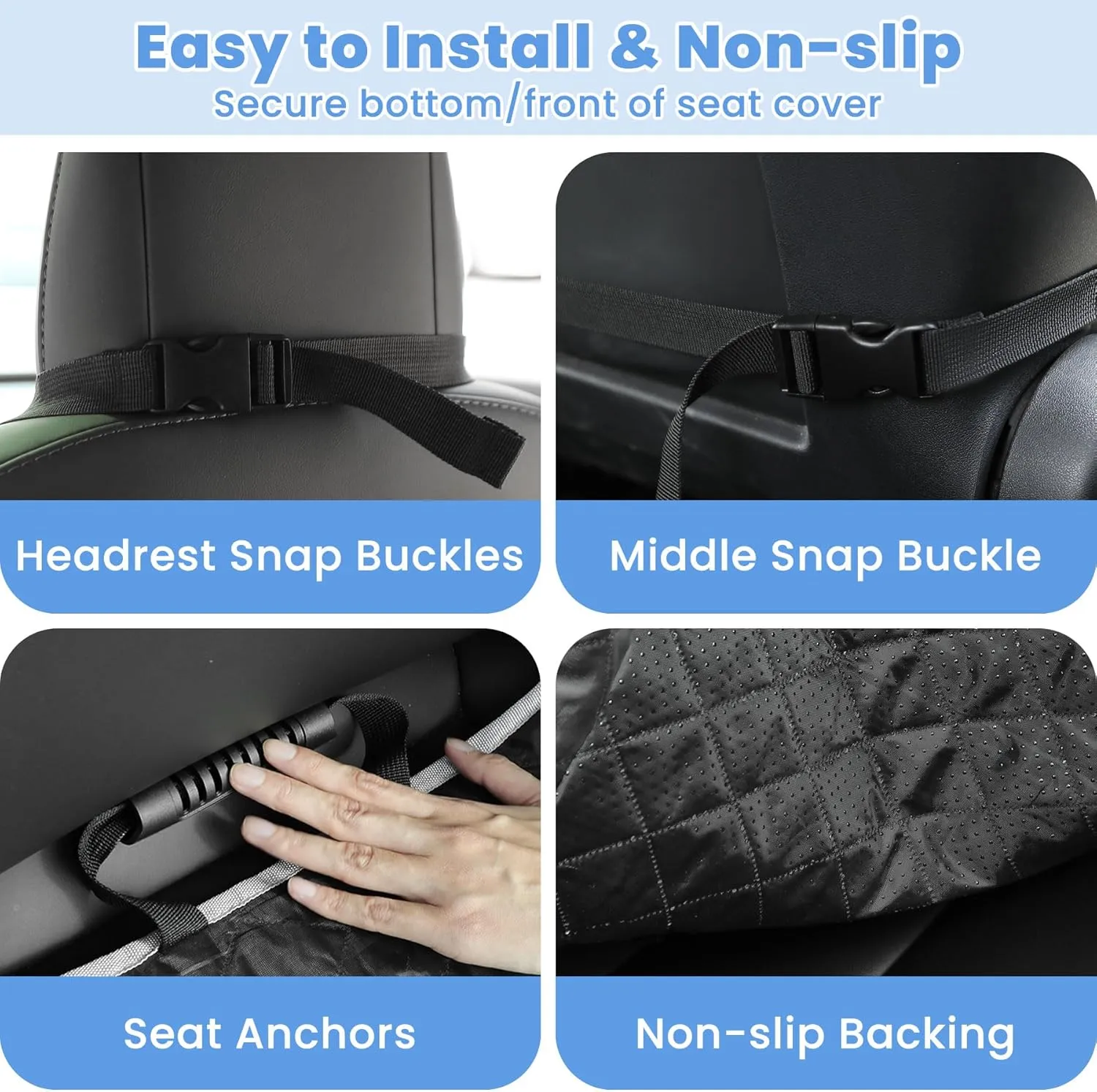Dog Car Seat Covers, Waterproof Front Seat Cover for Dogs, Scratch-Proof, Nonslip Pet Passenger Seat Cover Protector, Universal Fit for Cars Trucks SUVs, Standard Size, Grey