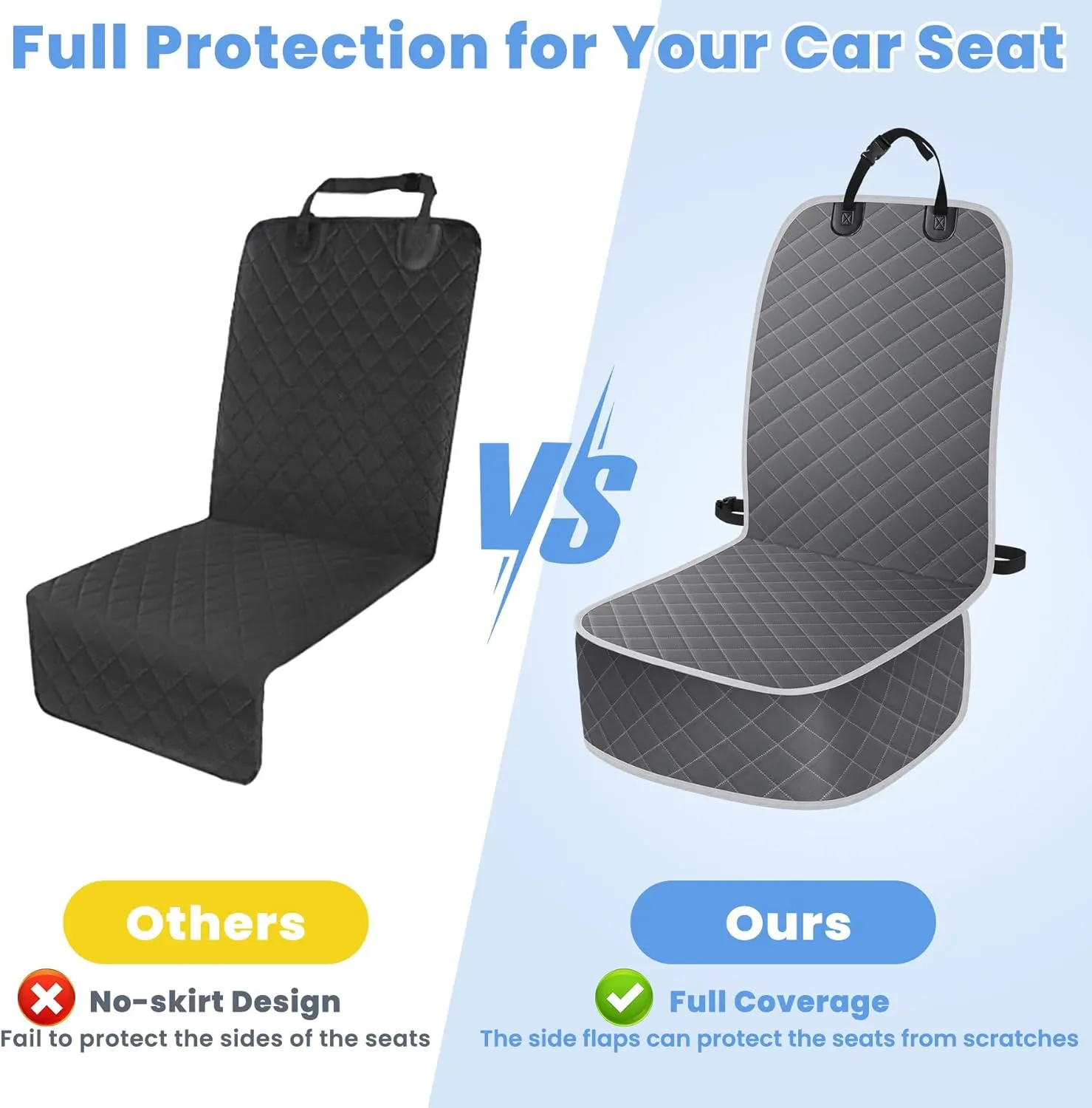 Dog Car Seat Covers, Waterproof Front Seat Cover for Dogs, Scratch-Proof, Nonslip Pet Passenger Seat Cover Protector, Universal Fit for Cars Trucks SUVs, Standard Size, Grey