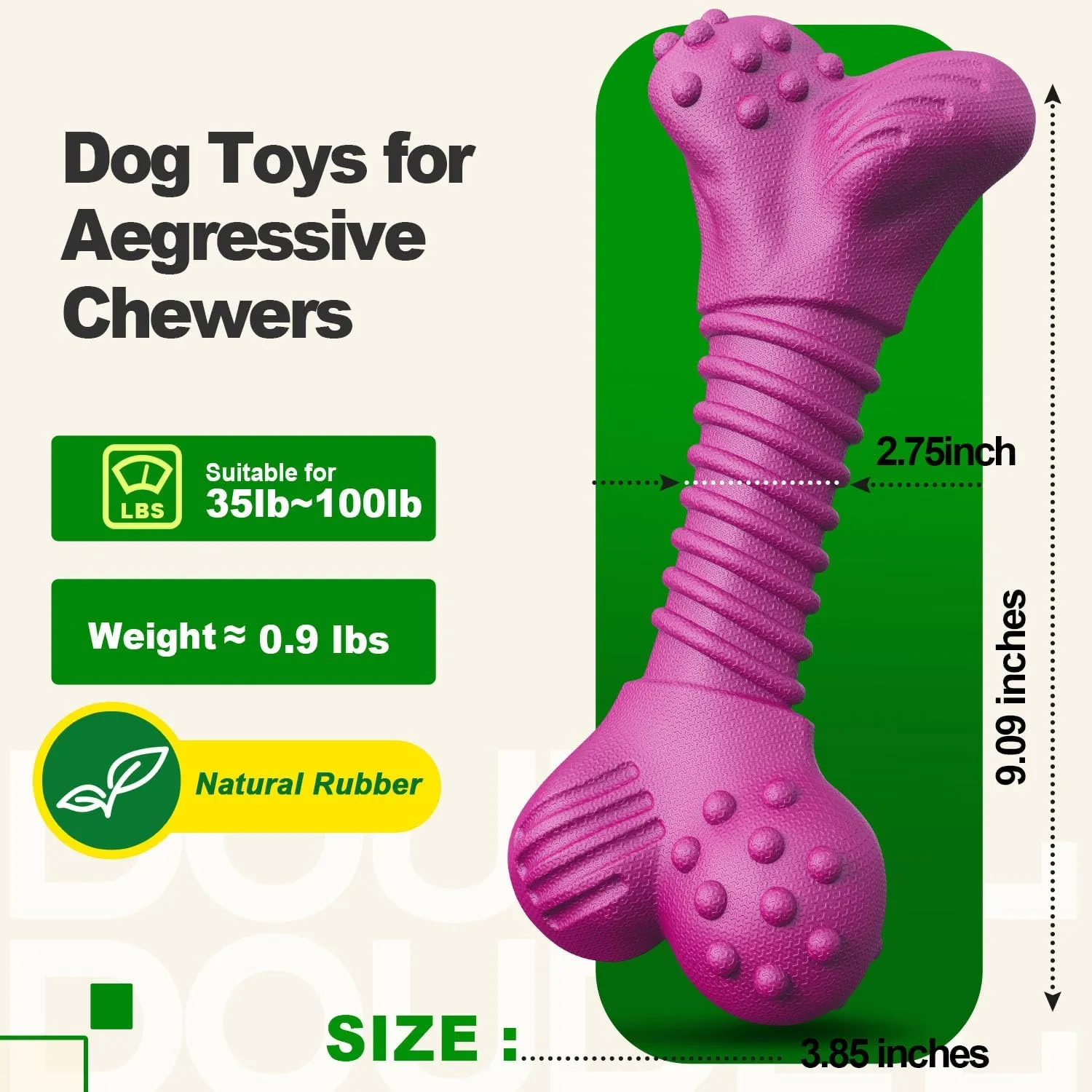 Dog Toys for Aggressive Chewers, Dog Toys for Medium Large Dogs, Natural Rubber Dog Chew Toys with Beef Flavor, Indestructible Dog Toy, Chew Toys for Aggressive Chewers (Purple)