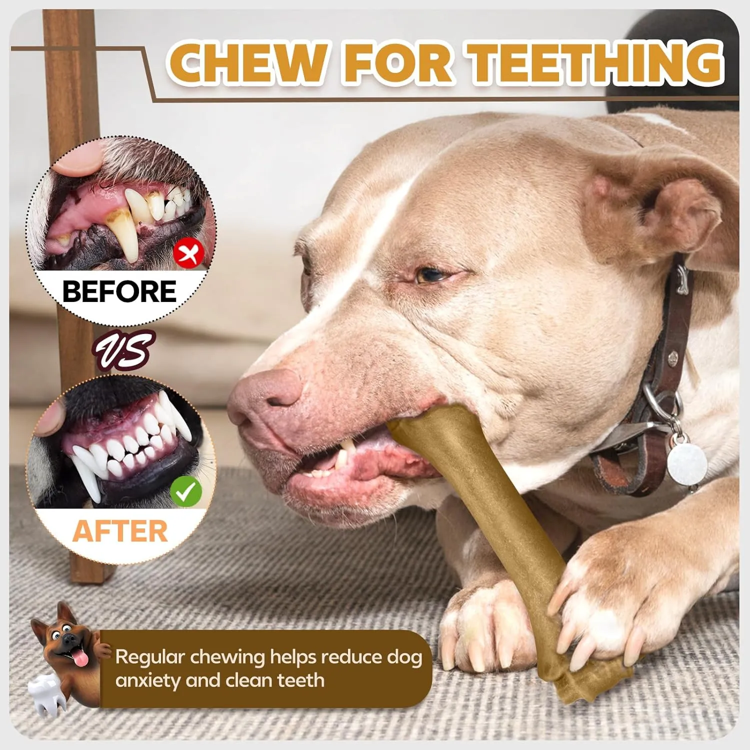 Dog Toys for Aggressive Chewers, Indestructible Bones for Aggressive Chewers, Tough Puppy Chew Toy for Heavy Duty Dogs, Big Dog Teething Toys with Durable Nylon for Large/Medium Breed Puppies