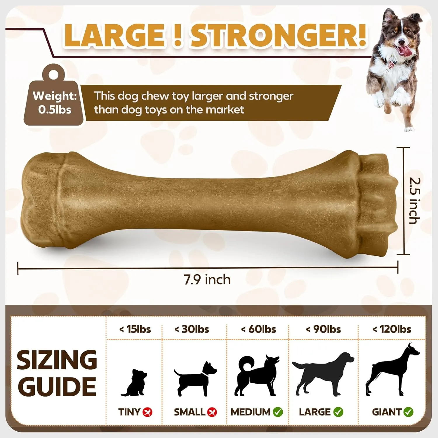 Dog Toys for Aggressive Chewers, Indestructible Bones for Aggressive Chewers, Tough Puppy Chew Toy for Heavy Duty Dogs, Big Dog Teething Toys with Durable Nylon for Large/Medium Breed Puppies