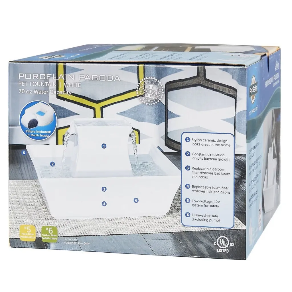 Drinkwell Pagoda Ceramic Pet Water Fountain