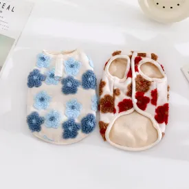 Fleece Flower Decor Dog Cat Harness Vest