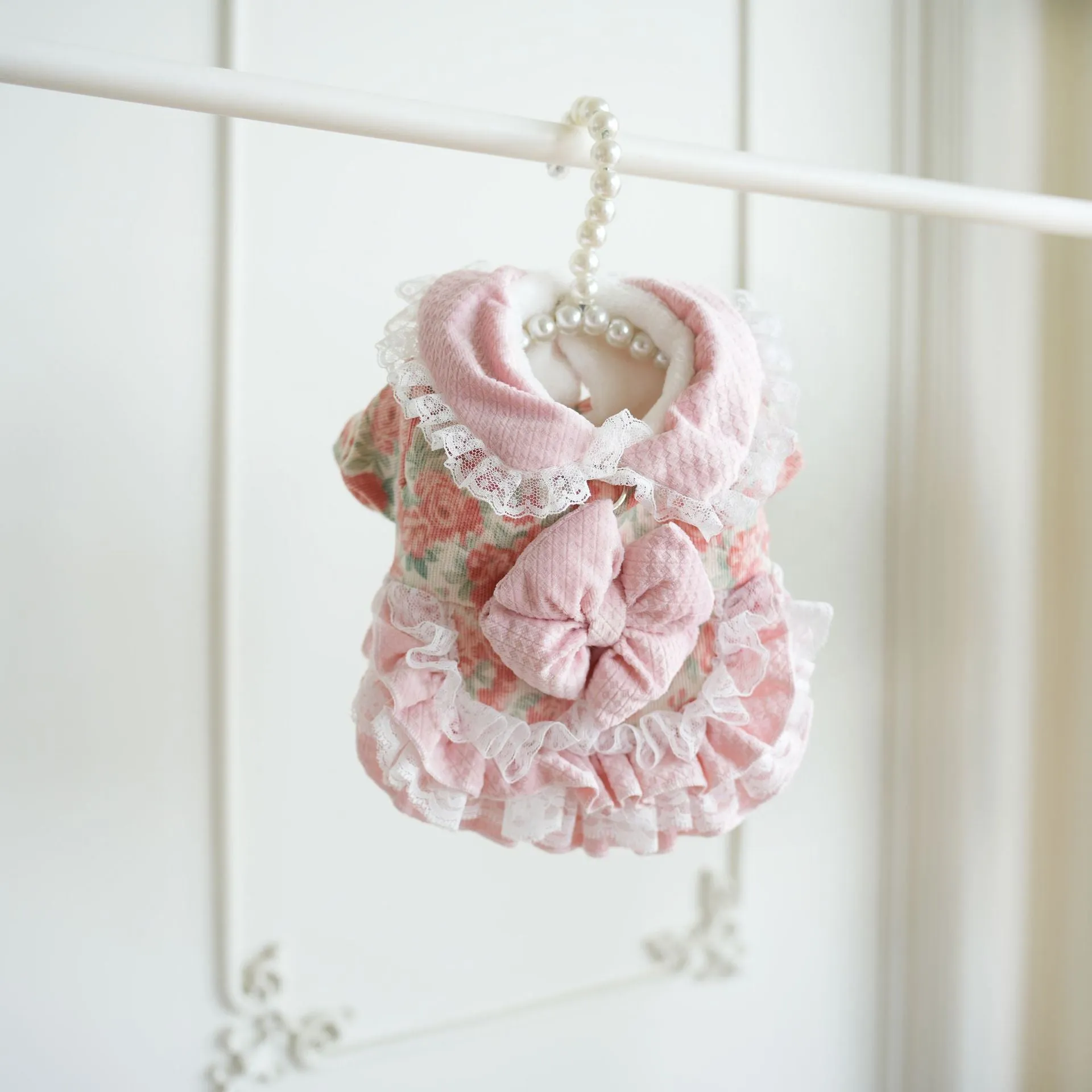 Floral Lace Layered Dog Cat Harness Dress/Jacket