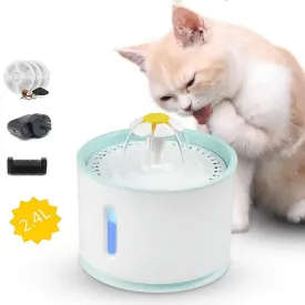 GOWEDNG Pet Water Fountain with Water Level Window 80oz /2.4L Ultra Silent Cat Fountain with LED Night vision