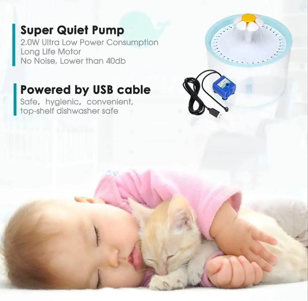 GOWEDNG Pet Water Fountain with Water Level Window 80oz /2.4L Ultra Silent Cat Fountain with LED Night vision