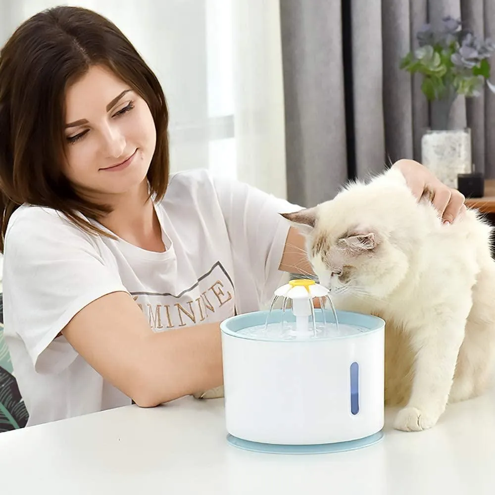 GOWEDNG Pet Water Fountain with Water Level Window 80oz /2.4L Ultra Silent Cat Fountain with LED Night vision