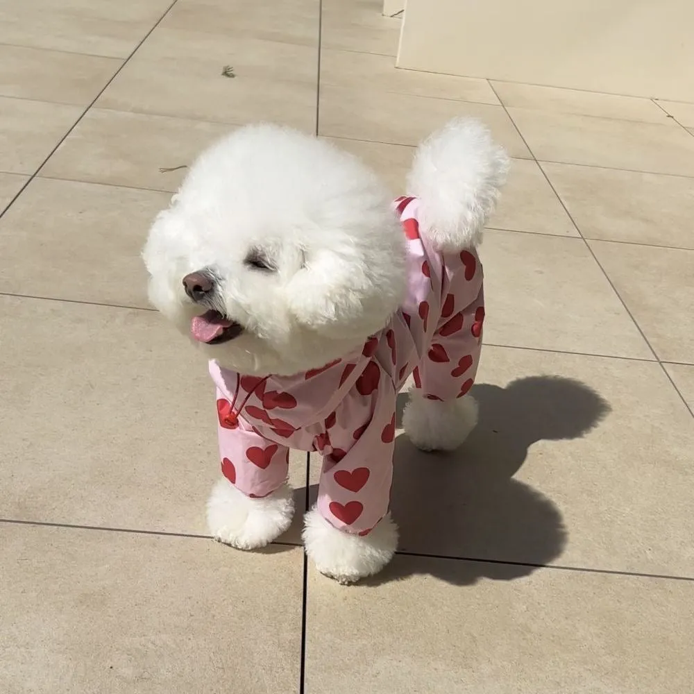 Heart/Cloud Printed Dog Cat Raincoat
