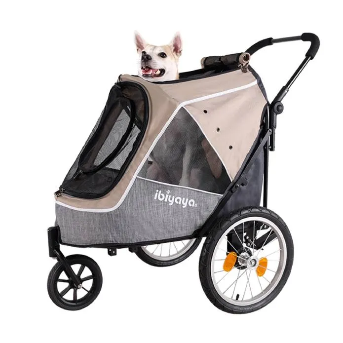 Ibiyaya Happy Pet Trailer/Jogger 2.0 w/Bicycle Attachment - Latte