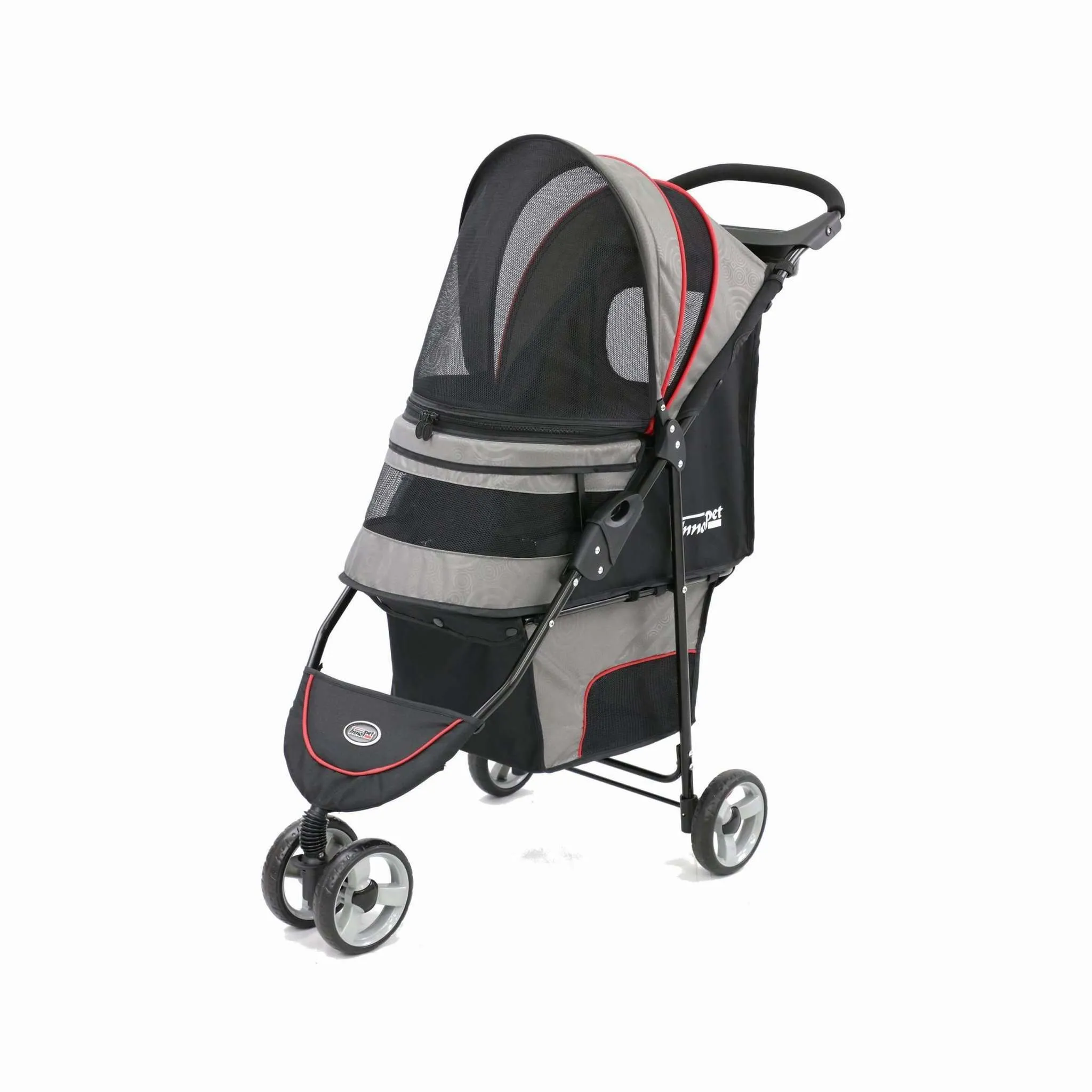 Innopet Avenue Dog Stroller - Free Rain Cover - 2 Year Warranty Included - Shiny Grey & Red