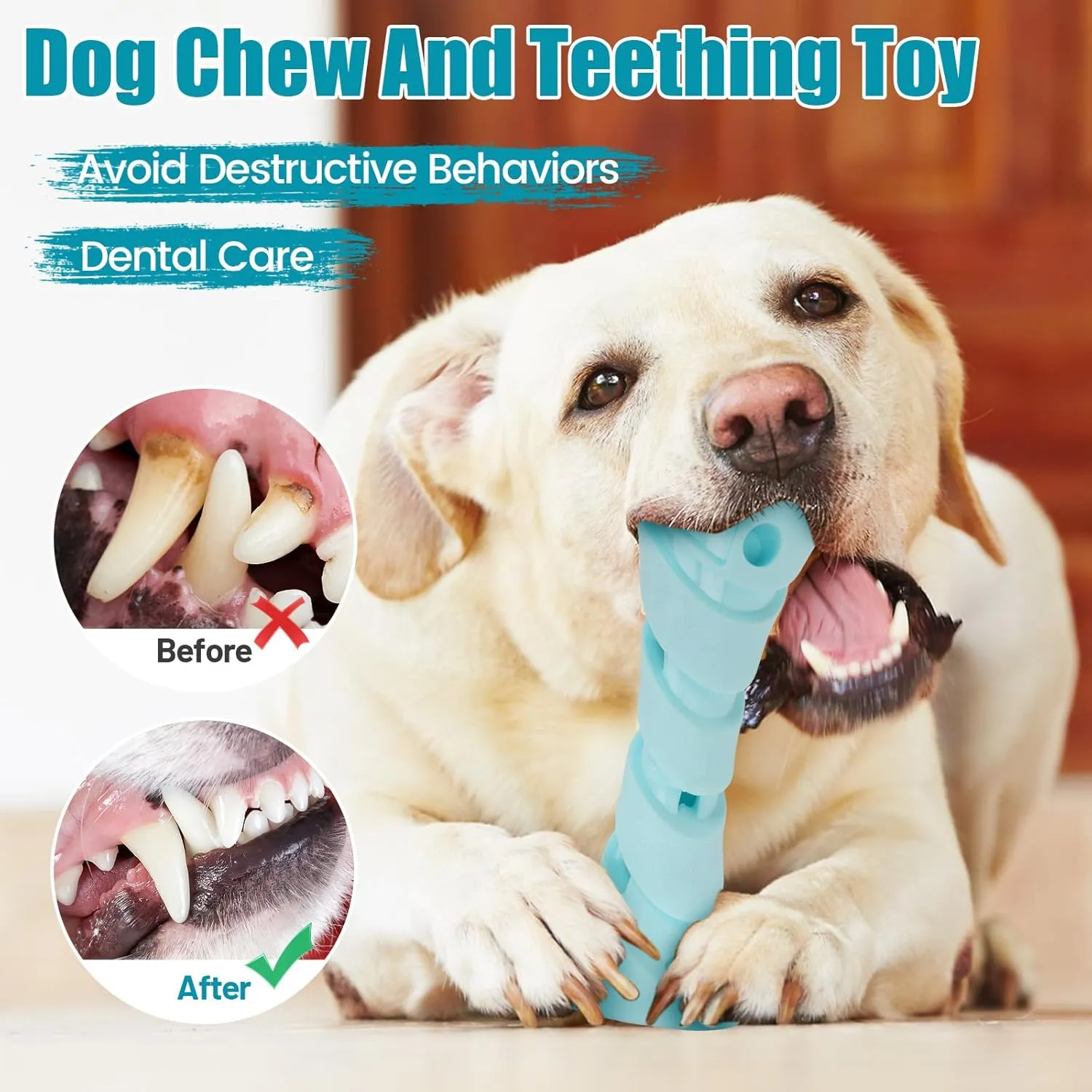 Interactive Dog Puzzle Toy for Boredom, Rubber Chew Toy Teething Toy to Keep Them Busy, Treat Dispensing Slow Feeder, Interactive Fetch & Dental Cleaning