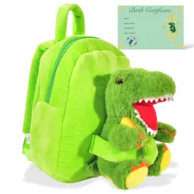 Little Jupiter Pet Plush Stuffed Animal Backpack - Green Dinosaur