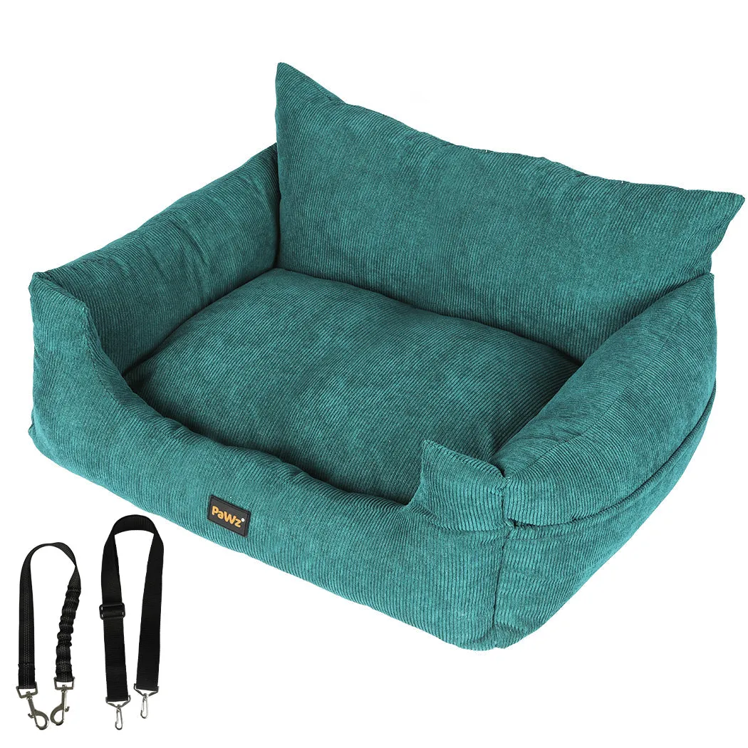 Pet Car Booster Seat Dog Protector Portable Travel Bed with Removable Cover - Green L