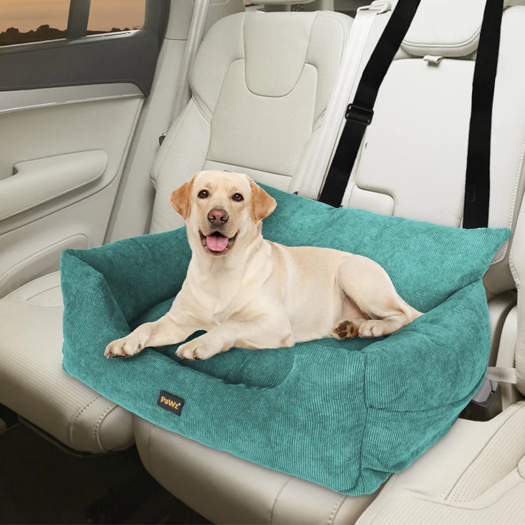 Pet Car Booster Seat Dog Protector Portable Travel Bed with Removable Cover - Green L