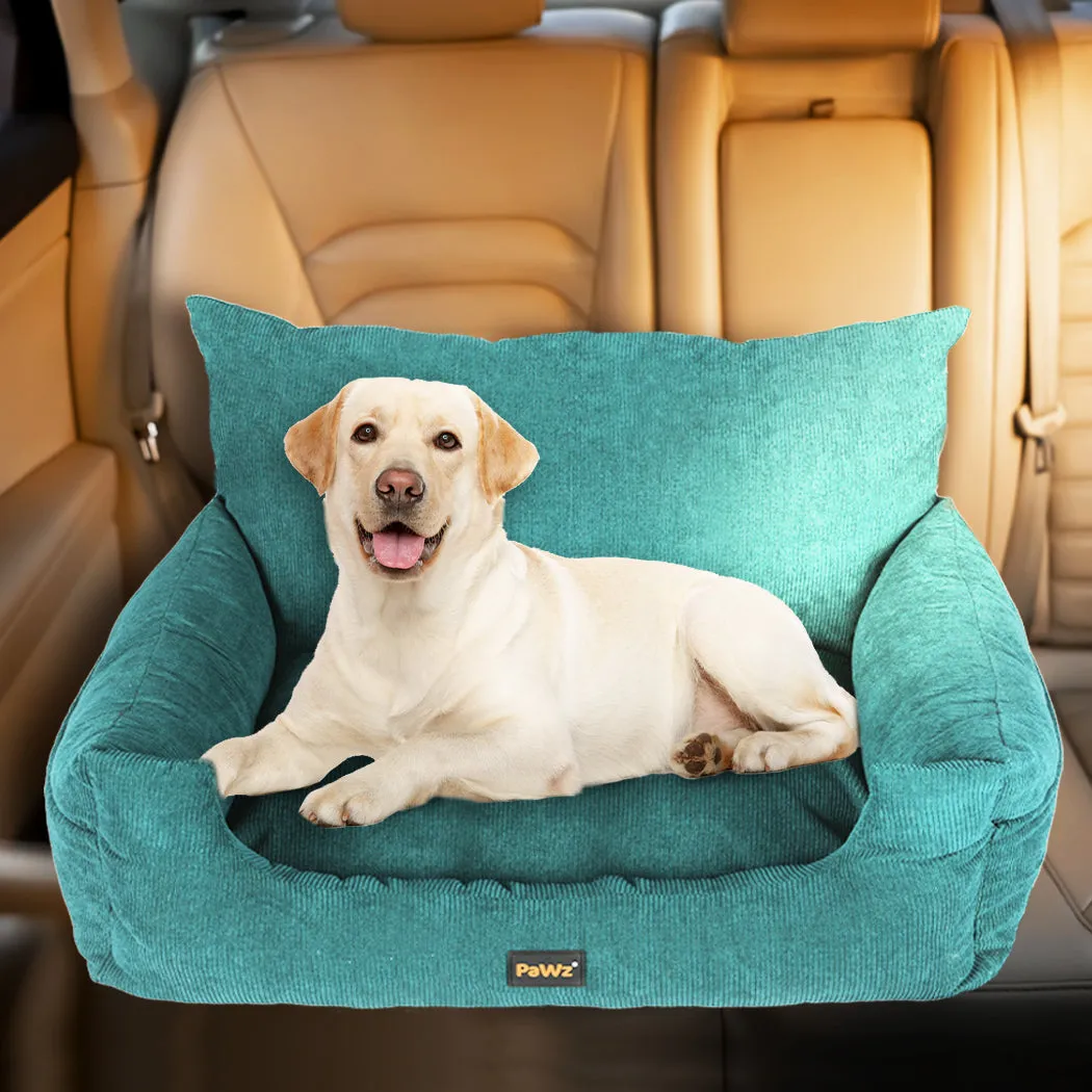 Pet Car Booster Seat Dog Protector Portable Travel Bed with Removable Cover - Green L