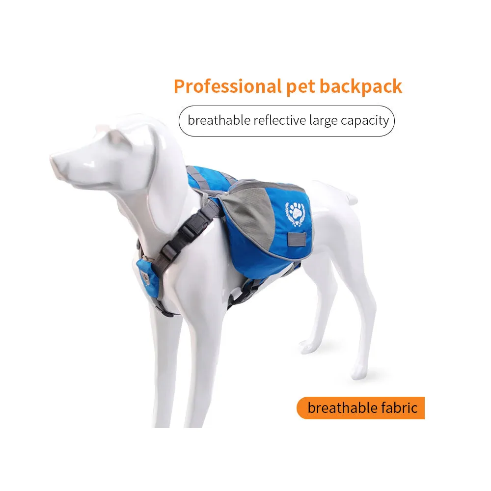 Pet Dog Backpack Saddle Bag Outdoor Harness Hiking Travel Pack Medium Large Dogs