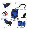 Pet Foldable Cage Stroller For Cats And Dogs