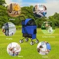 Pet Foldable Cage Stroller For Cats And Dogs