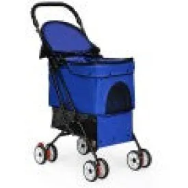Pet Foldable Cage Stroller For Cats And Dogs