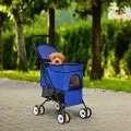 Pet Foldable Cage Stroller For Cats And Dogs