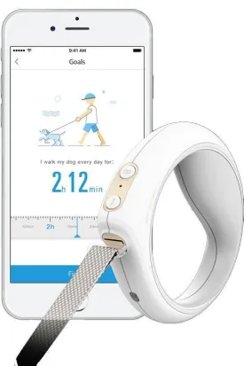 PETKIT ® 'GO' Bluetooth USB Charging Route and Walk Distance Tracking Activity Monitor Smart Pet Dog Leash w/ User Controlled Light Sensors w/ Inlcuded Leash