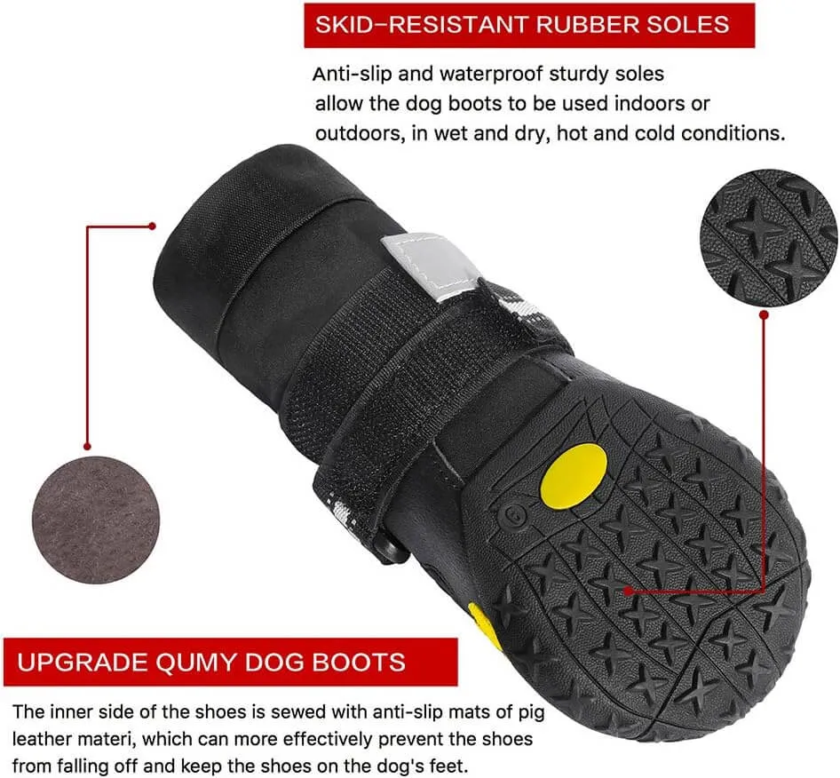 QUMY 4PCS Dog Shoes for Small Dogs