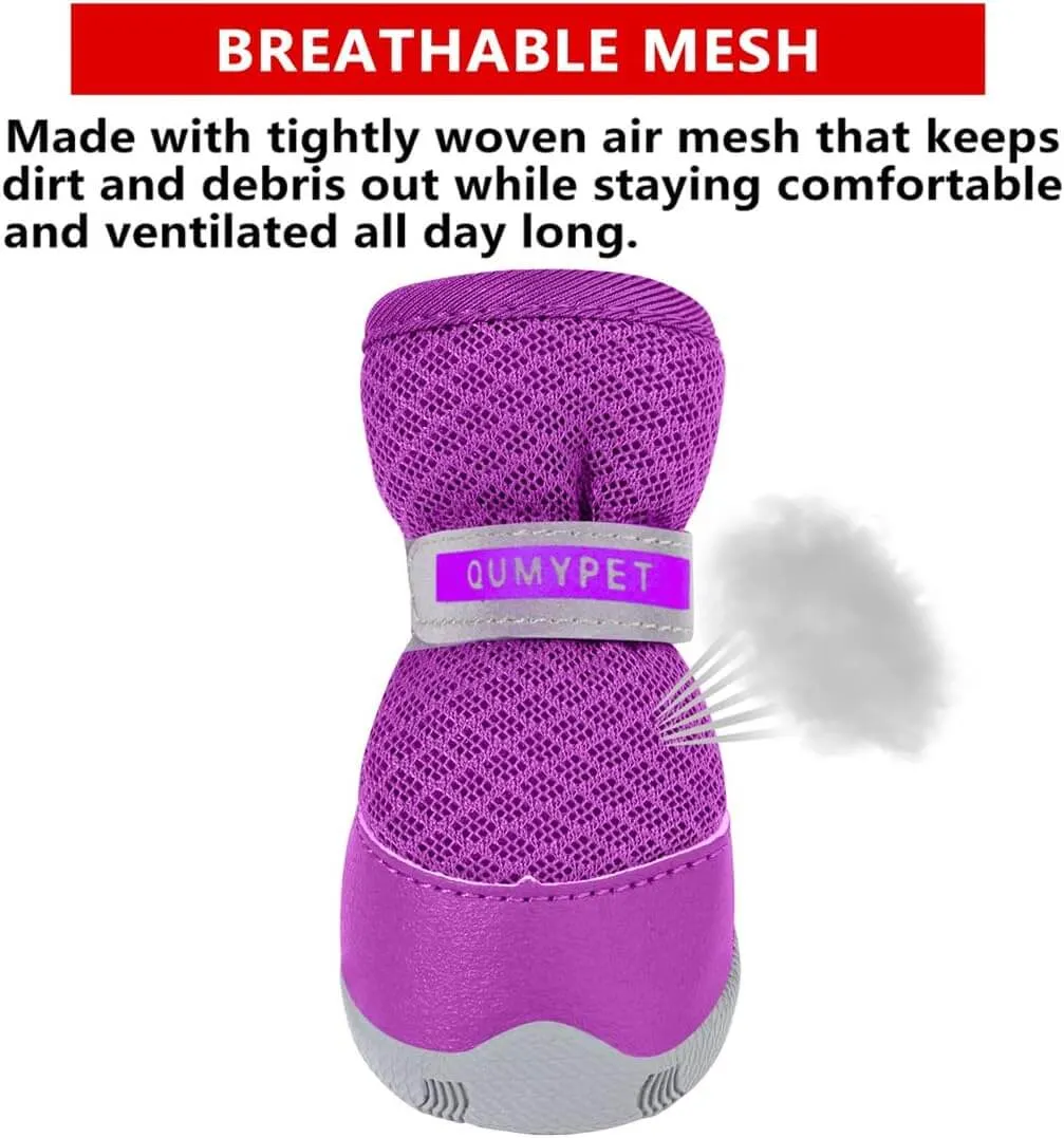 QUMY 4PCS Dog Shoes for Small Dogs
