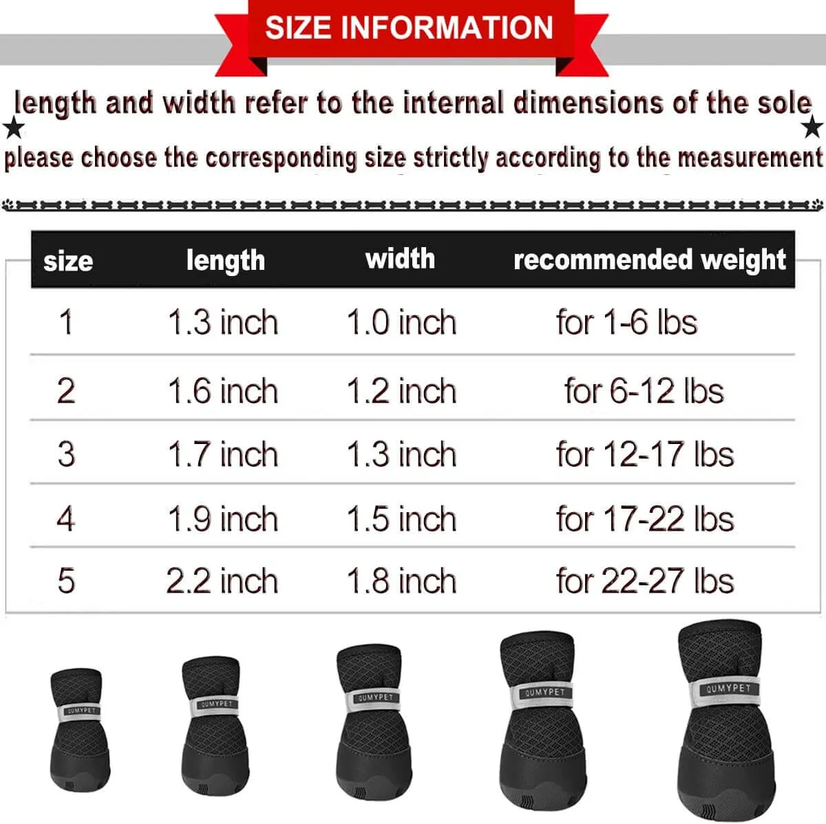 QUMY 4PCS Dog Shoes for Small Dogs