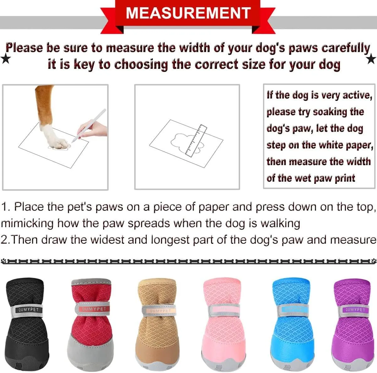 QUMY 4PCS Dog Shoes for Small Dogs