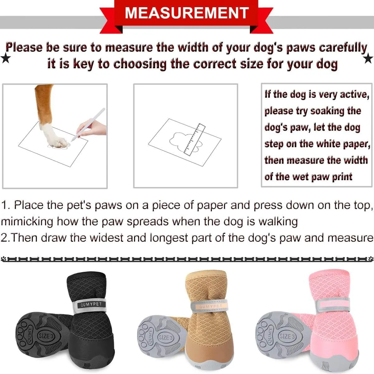 QUMY 4PCS Dog Shoes for Small Dogs