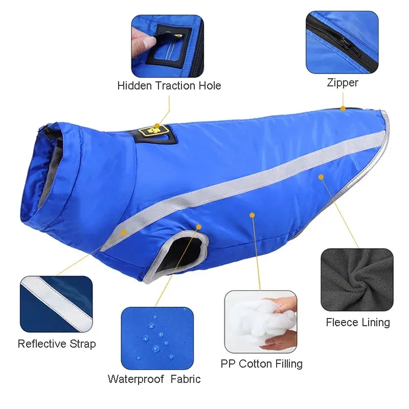 Reflective Waterproof Winter Dog Jacket for Large Breeds