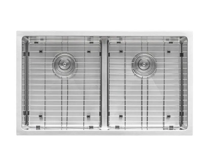 Ruvati 32-inch Low-Divide Undermount Tight Radius 50/50 Double Bowl 16 Gauge Stainless Steel Kitchen Sink - RVH7411