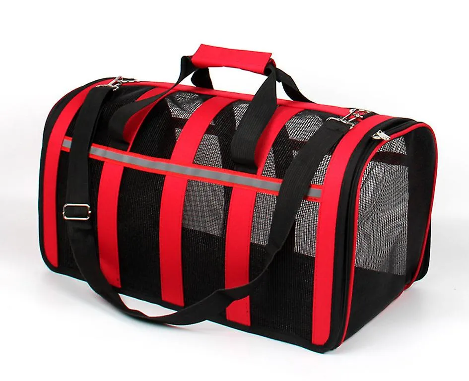 S 36*24*23cm red Portable pet outdoor mesh breathable backpack AZ15210