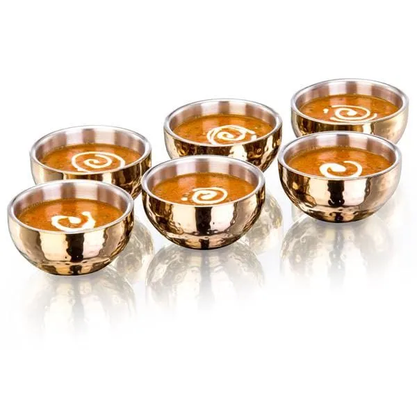Sanjeev Kapoor Double Walled Stainless Steel Bowl Set, 6-Pieces, Rose Gold Titanium