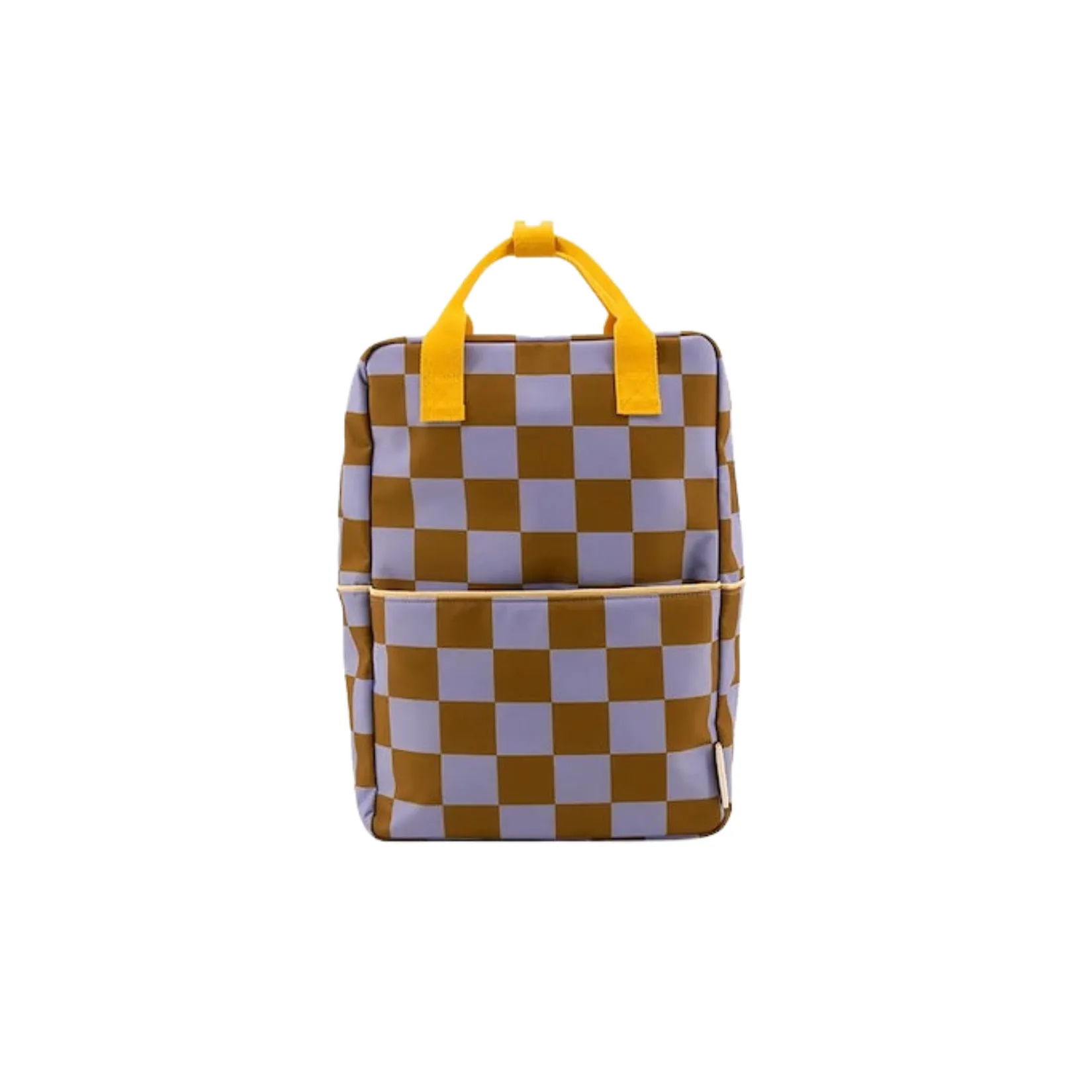Small Farmhouse Checkerboard Backpack - Blooming Purple   Soil Green by Sticky Lemon