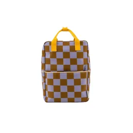 Small Farmhouse Checkerboard Backpack - Blooming Purple   Soil Green by Sticky Lemon